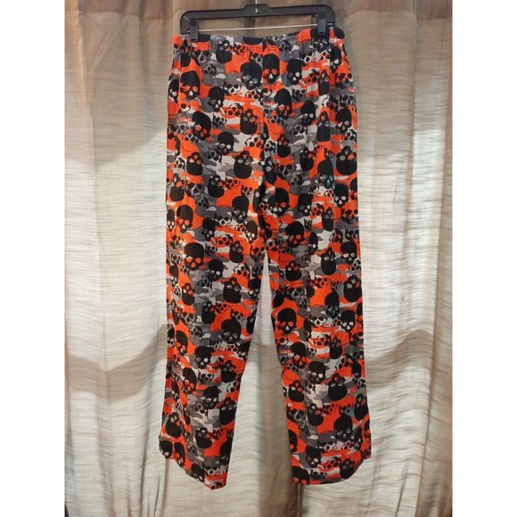 Nwt Men's Skull Print Gray/Orange/Black Drawstring Sleep Pajama Pants 32/34 - Picture 7 of 7